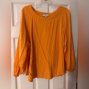 LOFT Women's Gold/Yellow Peasant Top